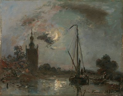 Overschie i månskenet av Johan Barthold Jongkind