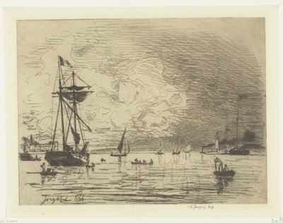 Avfart från hamnen i Honfleur Sortie du port de Honfleur (titel på objekt) av Johan Barthold Jongkind