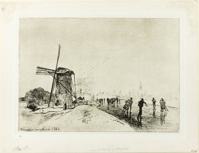 Utsikt över staden Maassluis av Johan Barthold Jongkind
