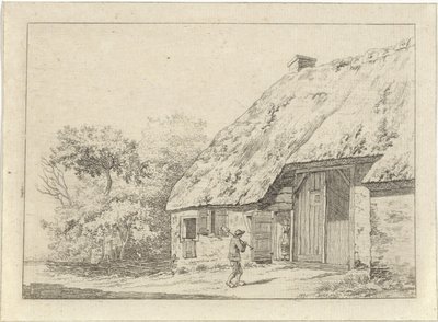 Man med en spade på en gård av Johan Christiaan Willem Safft