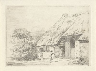 Man med en spade på en gård av Johan Christiaan Willem Safft