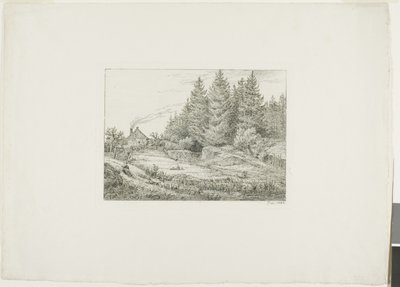 Bondgård i en vintergrön skog av Johan Christian Dahl