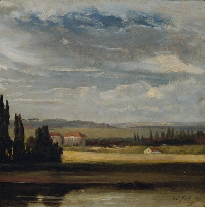 Landskapsvy med hög molnig himmel av Johan Christian Dahl