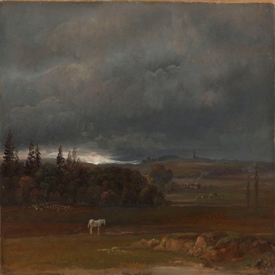 Åker vid Dresden med vit häst av Johan Christian Dahl