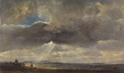 Moln och solstrålar över Windberg nära Dresden av Johan Christian Dahl