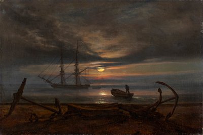 Dansk kust i månsken av Johan Christian Dahl