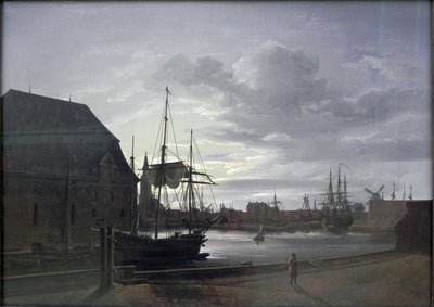 Frederiksholms kanal i Köpenhamn med Kristian IV:s bryggeri av Johan Christian Dahl