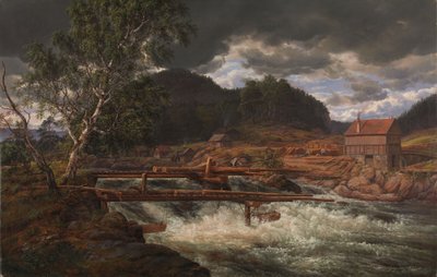 Hellefossen nära Hokksund av Johan Christian Dahl