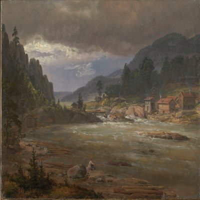 Hellefossen nära Hokksund av Johan Christian Dahl