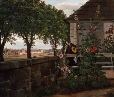 Julie Vogel i sin trädgård av Johan Christian Dahl