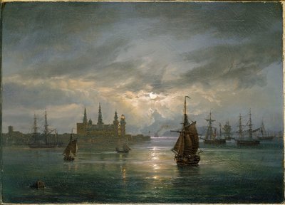 Kronborgs slott i månsken av Johan Christian Dahl