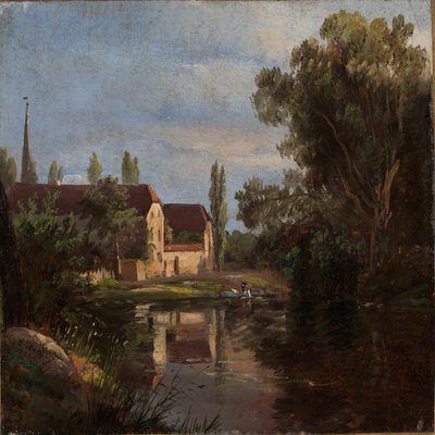Byn Plauen vid floden Weisseritz av Johan Christian Dahl