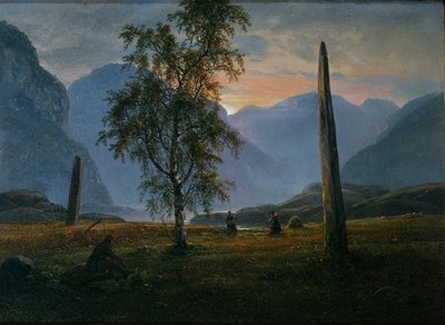 Landskap med minnesstenar av Johan Christian Dahl