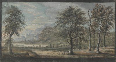 Landskap med lövträd i förgrunden av Johan Christian Dahl