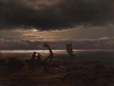Mor och barn vid havet, 1830. av Johan Christian Dahl