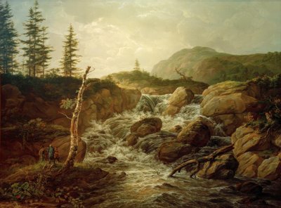 Nordiskt landskap med vattenfall av Johan Christian Dahl