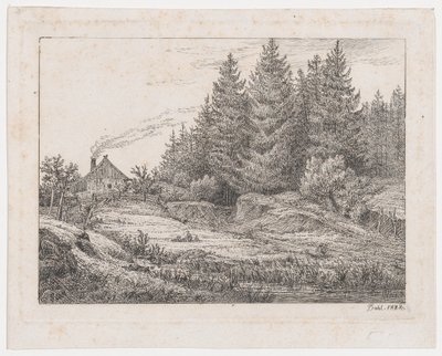 Bondstuga i utkanten av en skog av Johan Christian Dahl