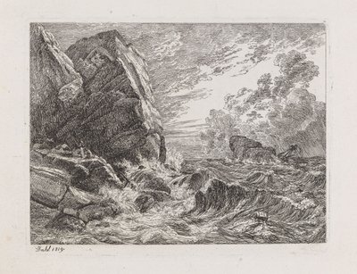 Skeppsbrott vid en klippig kust av Johan Christian Dahl
