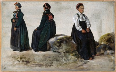 Studier av kvinnodräkter från Luster i Sogn av Johan Christian Dahl