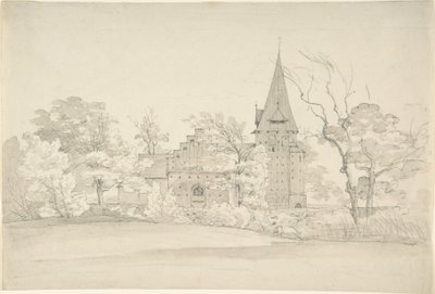Aller kyrka i Sønderjyllands amt (Danmark), sedd från norr av Johan Christian Dahl