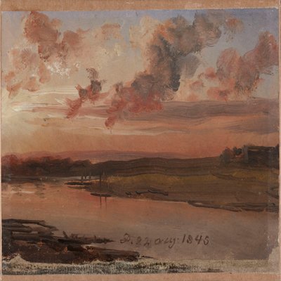 Elbe på kvällen av Johan Christian Dahl