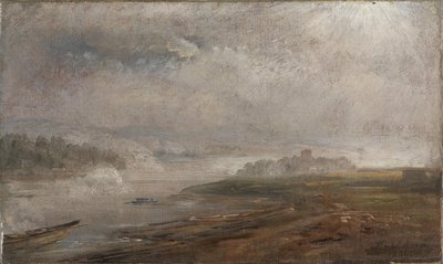 Elbe på en dimmig morgon av Johan Christian Dahl