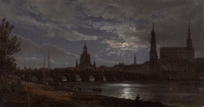 Utsikt över Dresden i månskenet av Johan Christian Dahl