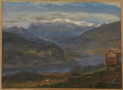 Vy över Hjelle i Valdres av Johan Christian Dahl
