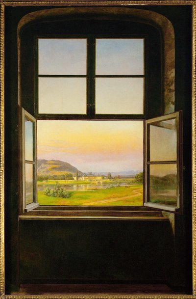 Vy över slottet Pillnitz nära Dresden, Tyskland (olja på duk) av Johan Christian Dahl