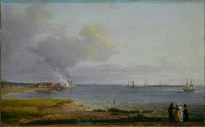 Utsikt över Öresund nära kalkverket av Johan Christian Dahl