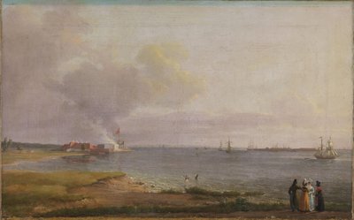 Utsikt över Öresund nära kalkverket av Johan Christian Dahl