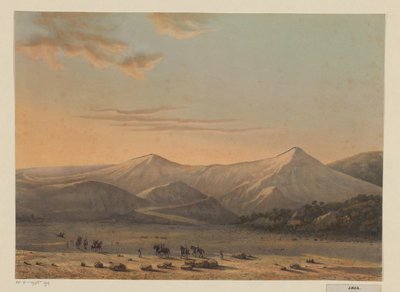 Utsikt över vulkanen Bromo Det eldsprutande berget Bromo 1856 (Probolingo-residens) (titel på objektet) av Johan Conrad Greive