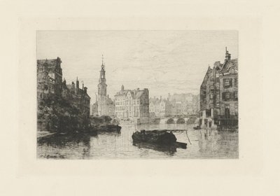 Utsikt över Munttoren i Amsterdam av Johan Conrad Greive