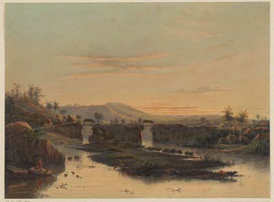 Utsikt över Batavias omgivningar Landskap på den bataviska landsbygden (titel på objekt) av Johan Conrad Greive