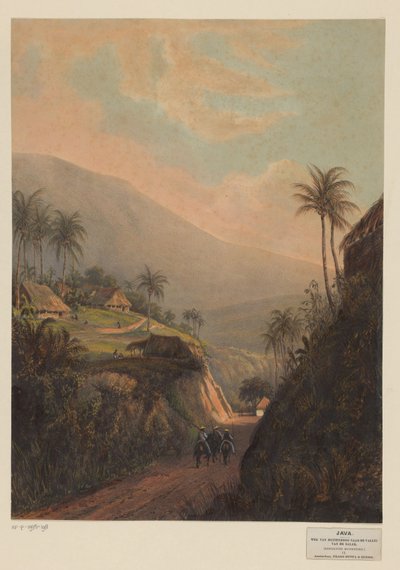 Utsikt över en väg till dalen Salak på Java Väg från Buitenzorg till Salaks dal (Residence Buitenzorg) (titel på objektet) av Johan Conrad Greive