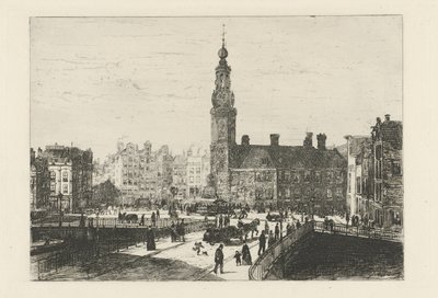 Utsikt över Muntplein i Amsterdam av Johan Conrad Greive