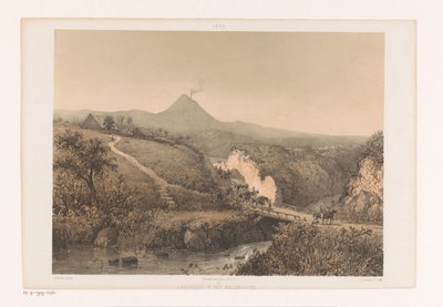 Landskap nära Malang Landskap i Malangsche; Residence Pasoroean Landskap i Malangsche (titel på objekt) Java efter målningar och teckningar av A. Salm (serietitel) av Johan Conrad Greive