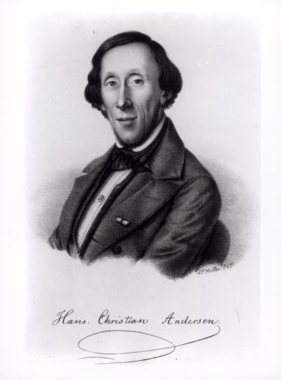 Porträtt av Hans Christian Andersen (1805-1875) av Johan Frederick Moller