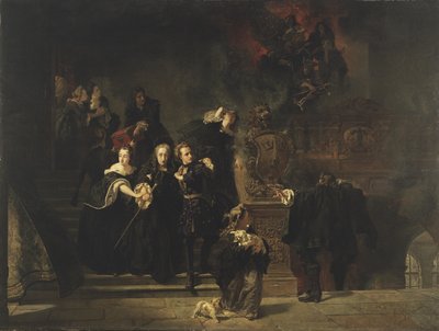 Branden på Kungliga slottet, Stockholm, 7 maj 1697, 1862-66 av Johan Fredrik Hockert