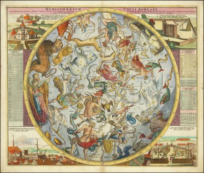 Hemisphaerium Coeli Boreale in quo Fixarum loca secundum Eclipticae ductum ad anum 1730 av Johan Gabriel Doppelmayr