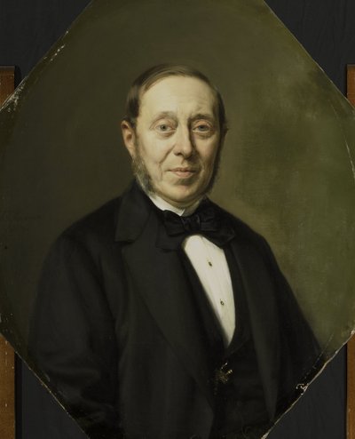 Porträtt av Johannes Cornelis van Pappelendam (1810-1884). Konstnär och konsthandlare. Föreståndare för Van der Hoop-museet av Johan Heinrich Neuman