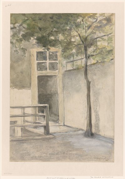 Utsikt över en innergård från konstnärens ateljé i Kazernestraat i Haag av Johan Hendrik Weissenbruch (signed by artist)