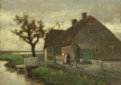 Bondgård vid en kanal av Johan Hendrik Weissenbruch