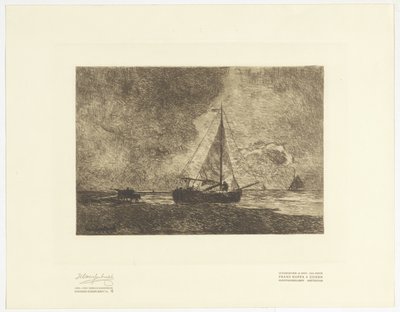 Strandscen med segelfartyg av Johan Hendrik Weissenbruch