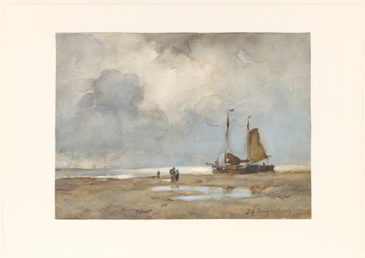 Utsikt på stranden av Johan Hendrik Weissenbruch