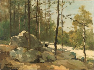 Skogbevuxen utsikt nära Barbizon Skogsutsikt nära Barbizon av Johan Hendrik Weissenbruch