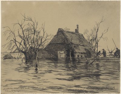 Översvämmad gård i Neder-Asselt (Land van Maas en Waal) av Johan Hendrik van Mastenbroek