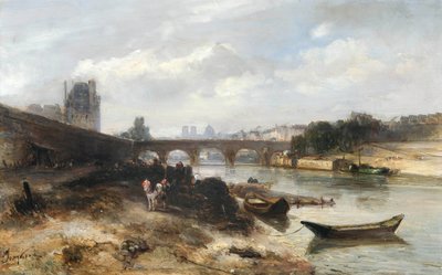 Utsikt över Seine med riktning mot Pont Royal och Pavillon de Flore av Johan Jongkind