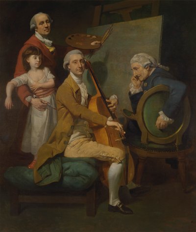Självporträtt med hans dotter Maria Theresa, James Cervetto och Giacobbe Cervetto av Johan Joseph Zoffany RA