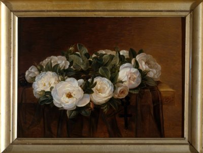 J.L.Jensen, krans av vita rosor av Johan Laurentz Jensen